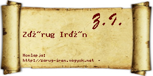 Zárug Irén névjegykártya