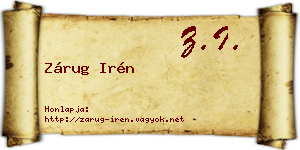 Zárug Irén névjegykártya